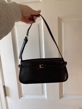 H&M Black Mini Shoulder Bag with Silver Hardware